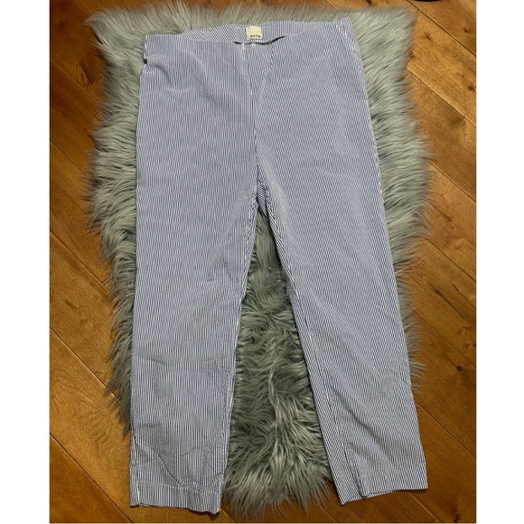 ECRU Springfield Crop Blue and White Pull on Pants Size 10 - Picture 1 of 3
